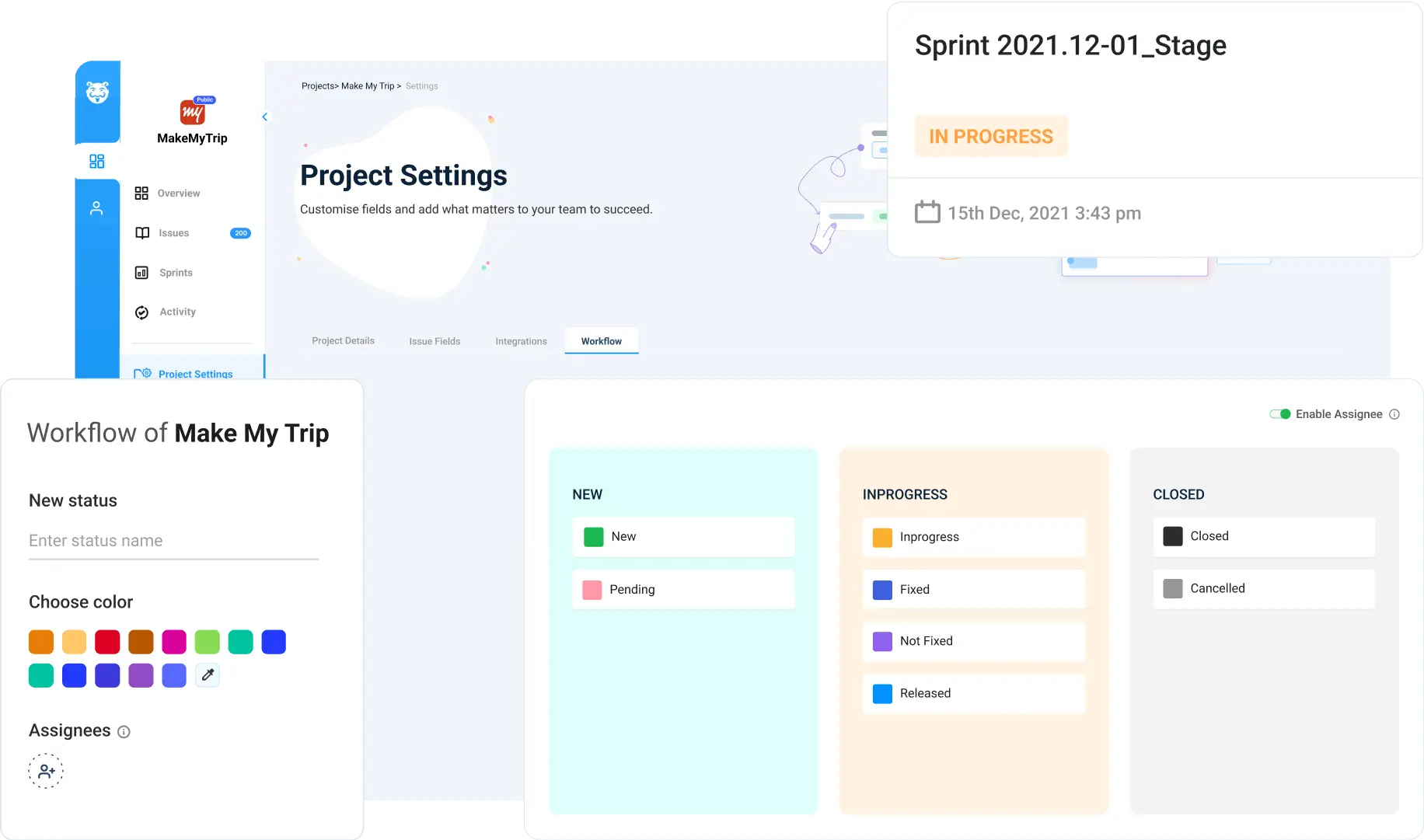 Custom workflows and sprints